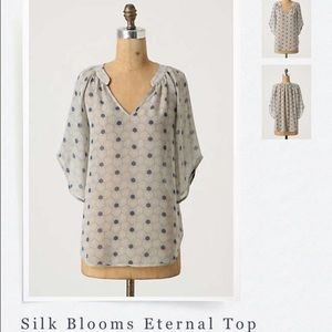 Fei Anthropologie 100% Silk chiffon Flowy Floral Blooms eternal sheer top 2 S